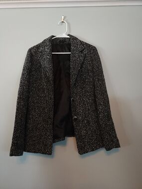 Lapis Black and White Textured Bouclé Blazer